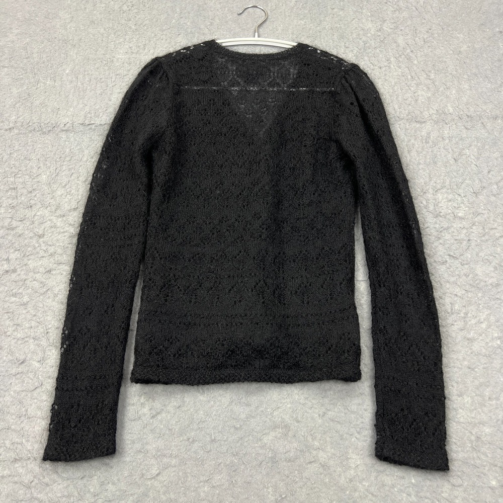 Ralph Lauren Cardigan Women's Large Black Mohair/Wool Knit Lightweight Button Up - Picture 8 of 10